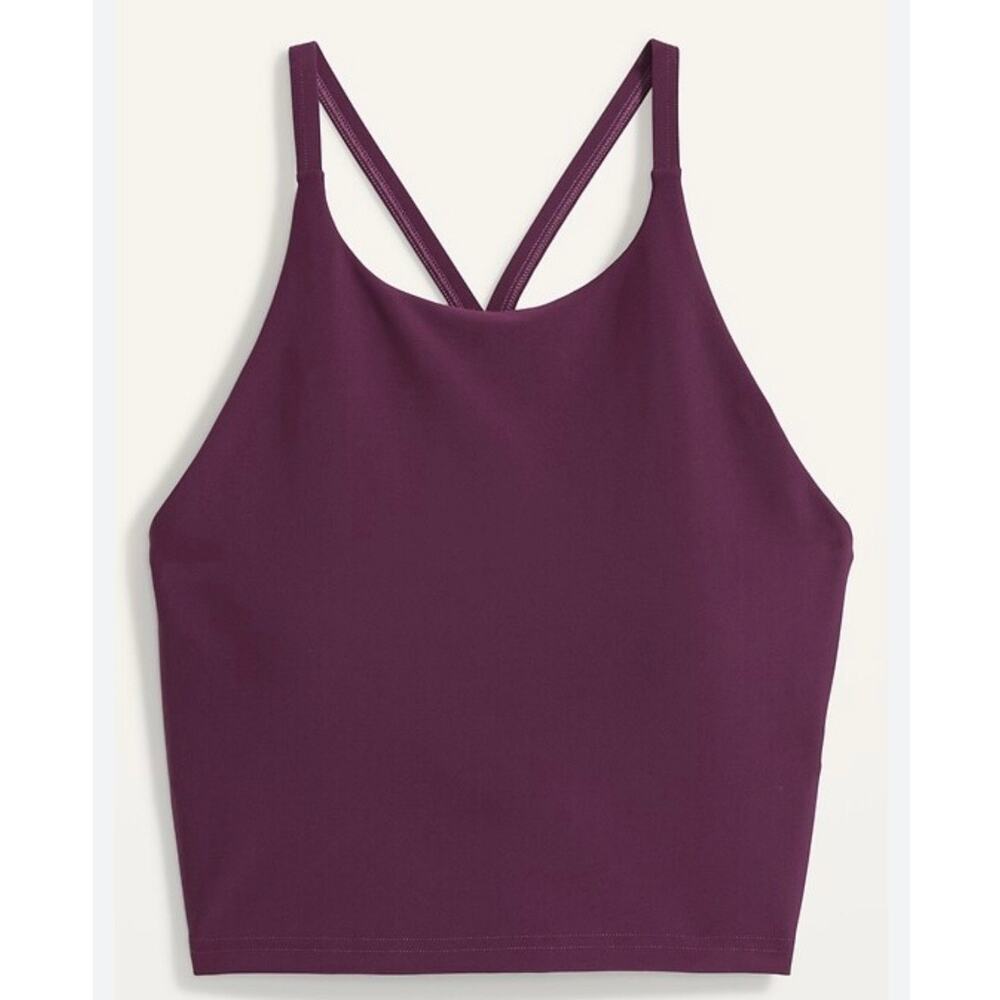 OLD NAVY ACTIVE | Light Support PowerSoft Longline Sports Bra Plum Purple | XL